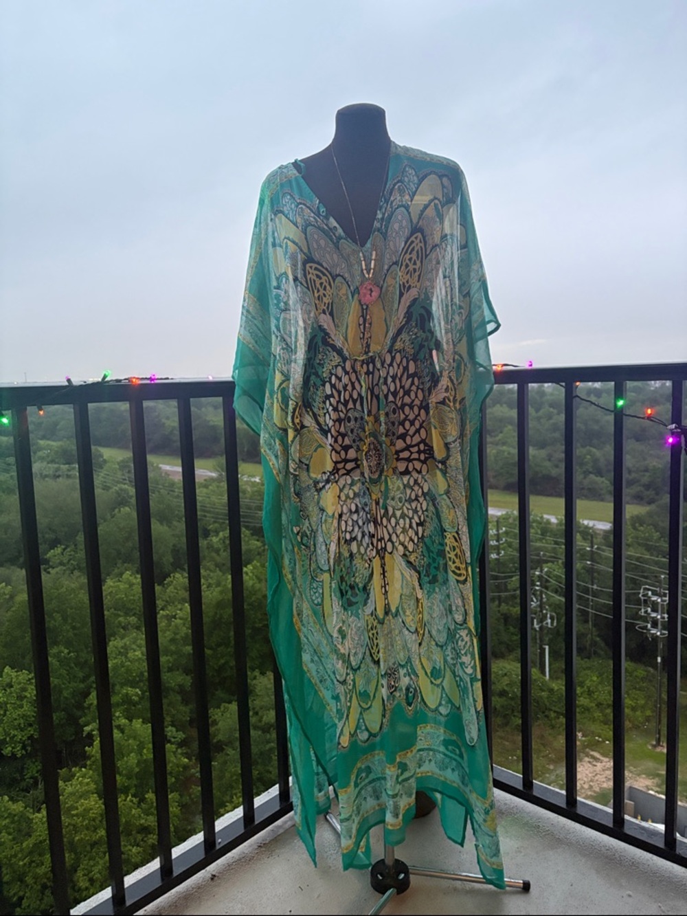 Sheer Butterfly Kaftan Cover Up